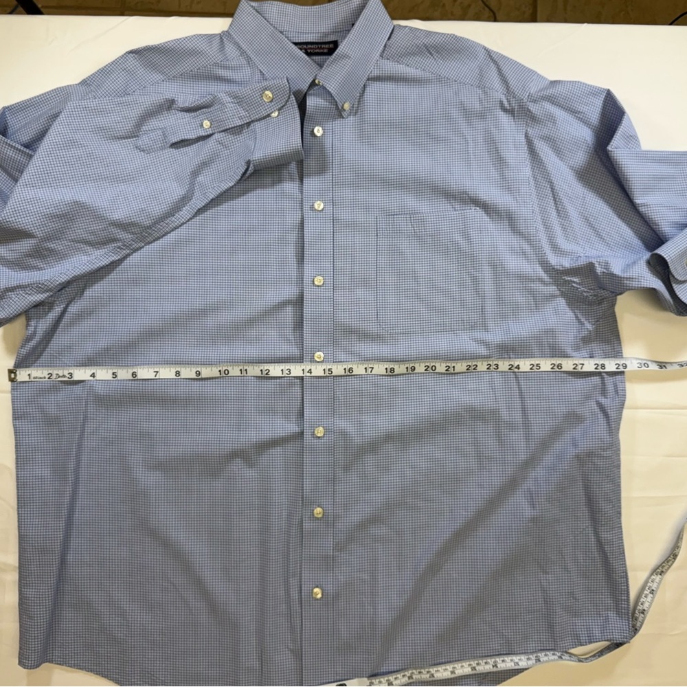 Roundtree & Yorke Light Blue Checkered Dress Shirt Size 2XB - Picture 4 of 7